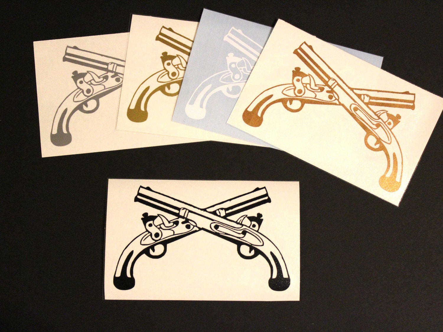 Crossed Pistols Dueling Pistols Decal Laptop Decal Computer