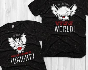 Pinky and the Brain Couple Shirts Retro Pinky and the Brain Matching Shirts Vacation Shirts Gift for him and her ( SOLD SEPARATELY )