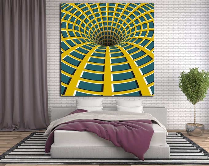 Large whirpool optical illusion canvas print, optical illusion art, trippy art, psychedelic canvas wall art, trippy wall art