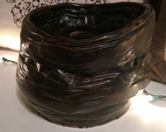 Vintage Handmade Large Pottery Bowl//Handthrown Pottery//Glazed Pottery//NC pottery//1960's Pottery