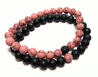 long distance boyfriend gift couples set matching couple bracelets relationship bracelet friendship bracelet his and hers jewelry pink lava