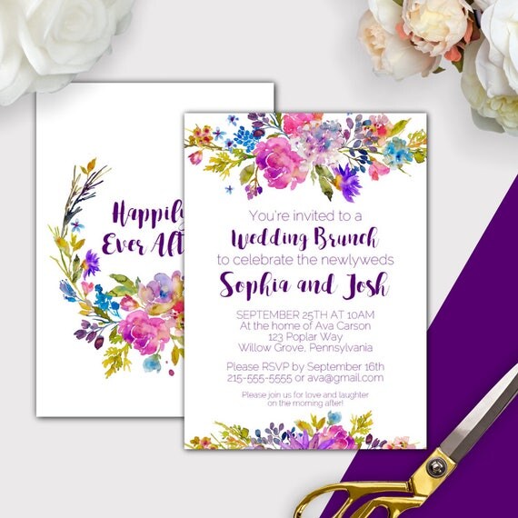 Garden Post Wedding Brunch Invitation Instant Download Pdf Purple Post Wedding Invitation Post Wedding Brunch Invitation Template