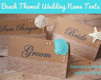 Beach Wedding Name Tents/ Beach theme wedding/ wedding name tents/ wedding place cards/ guest name tents/ beach wedding/ beach/ name cards