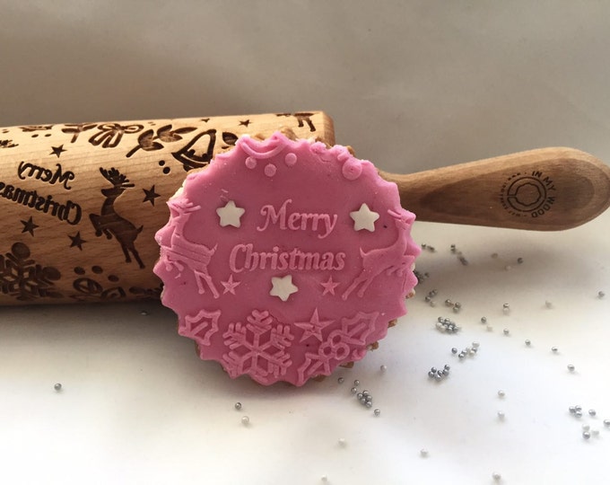 Merry Chritmas rolling pin, embossing rolling pin, engraved rolling pin, Holiday Gift, nudelholz, holiday gift