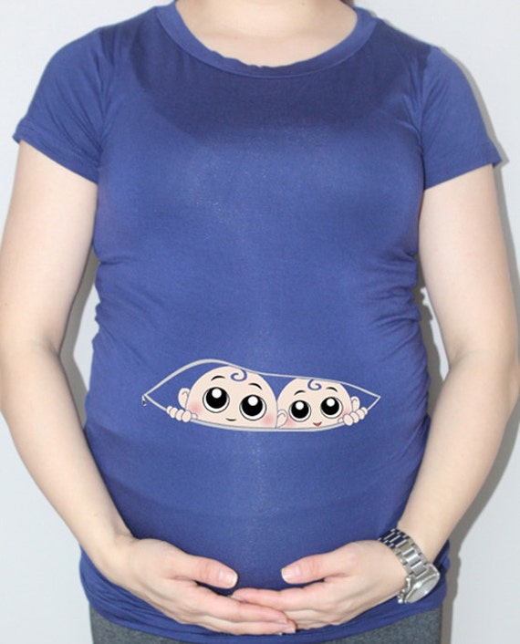 Baby Peeking Twins Maternity Tee Made out of Bamboo Cotton
