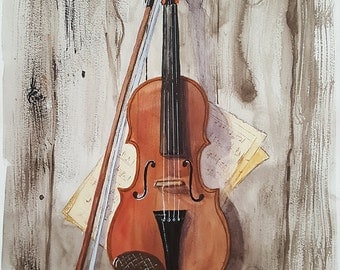 Violin painting | Etsy