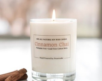 Cinnamon Chai, all natural soy candle, vegan, phthalates-free, and lead-free