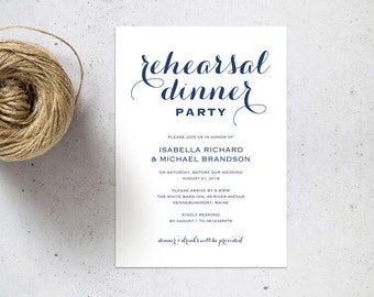 Navy Blue Rehearsal Dinner invitation template, rehearsal printable, invitation templates, wedding rehearsal, instant download, WPC_132