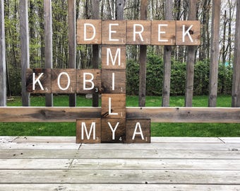 Scrabble - Large Scrabble Tiles - Scrabble Wall Art - Scrabble Letters - Family Name Wood Scrabble Sign - Wooden Letter Tiles - Gallery Wall