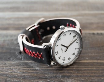 Vegetable tanned leather watch strap 18mm / 20mm / 22mm width