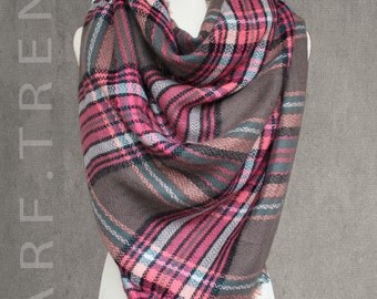 Blanket Scarf, Plaid Blanket Scarf, Tartan Plaid Scarf, Christmas Gift, Bridesmaid Shawl, Winter Scarf, Oversized Blanket Scarf, Plaid Scarf