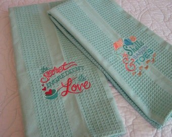 Kitchen Towels / Beach Theme Kitchen Towels / Love Theme Kitchen Towels