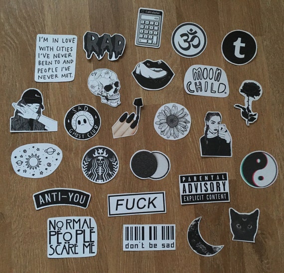 25 black stickers/tumblr/grunge