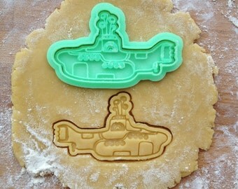 Yellow Submarine cookie cutter. The Beatles cookie stamp. Yellow Submarine cookies