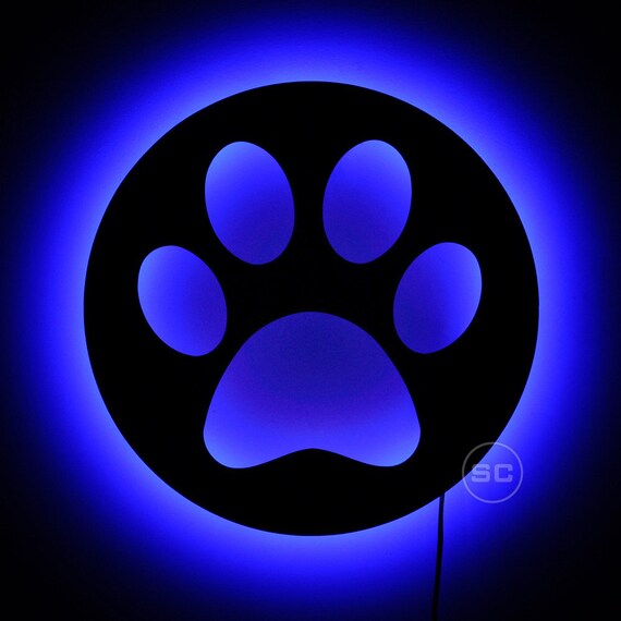 Lighted Animal Paw Print Sign and Night Light for Animal
