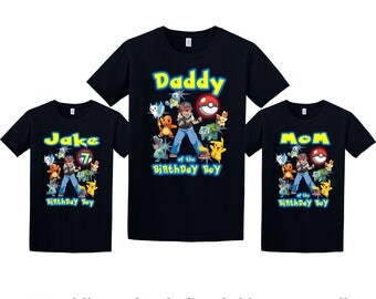 Pokemon Birthday Shirt, Pokemon Custom Shirt, Personalized Pokemon Shirt, Pokemon family shirts, Birthday t-shirt for girls and boys