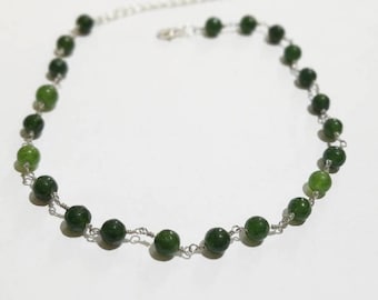 Green Gemstone Beaded Necklace - Everyday Necklace- Bohemian Hobo Style Necklace
