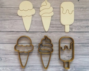 Ice Cream Cookie Cutter Set 3 pcs / Popsicle / Gelato / Ice / Summer / Party / Beach