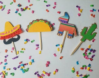 Fiesta cupcake toppers 12pc
