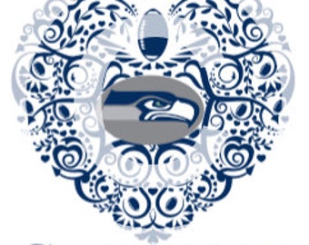 Seattle Seahawks Ornate Heart SVG File