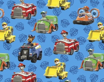 Paw Patrol Rescue Cars Cotton fabric by the yard/David Textiles/Free shipping available/paw patrol fabric/kids fabric/Your Fleece