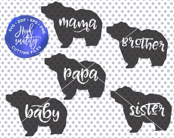 Papa Bear SVG, Mama Bear SVG, Baby Bear SVG, Bear Family Svg, Bear Silhouette Svg, Papa Bear Cutting File, Mama Bear Cut File, Brother Bear
