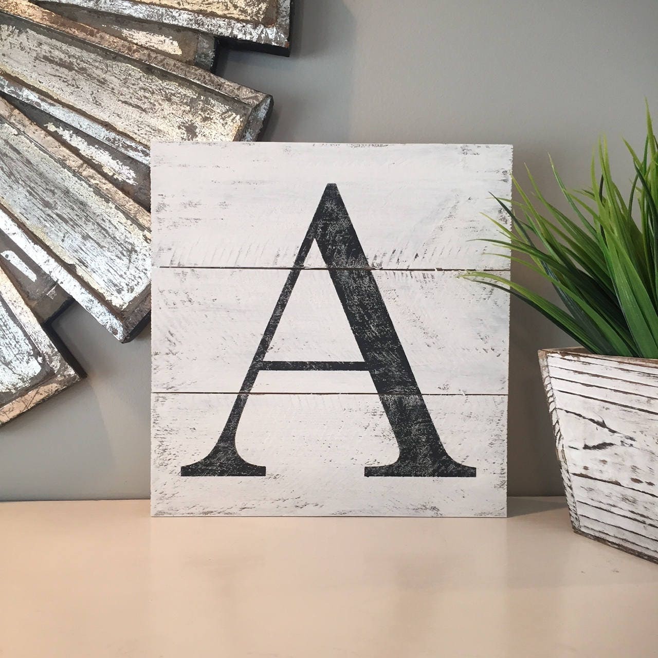 Farmhouse Letter signs custom word monogram alphabet wood