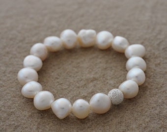 Items Similar To Freshwater Coin Pearl And Sterling Silver Bracelet On Etsy