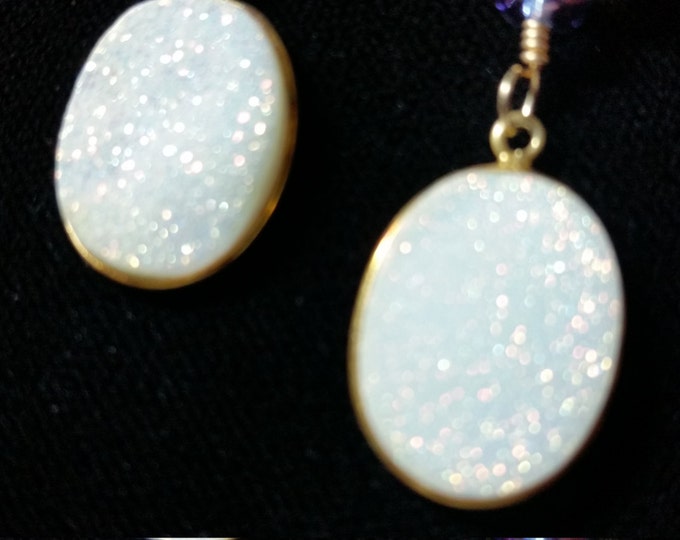 Druzy with Iridescent Crystal Earrings