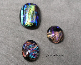 Set of three Dichroic Glass Cabochons #35