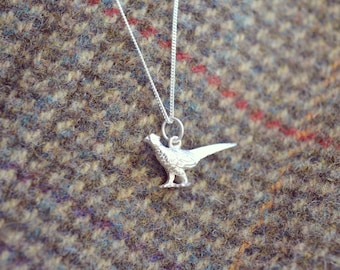 Sterling silver pheasant necklace