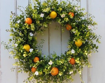 Summer Wreath, Summer Wreath for Front Door, Summer Front Door Wreath, Lemon Wreath, Citrus Wreath, Oranges Wreath, Front Door Wreath,Wreath