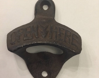 Rustic Wall Mounted Bottle Opener, Metal Wall Mounted Bottle Opener, Rustic Bottle Opener VERY FAST SHIPPING