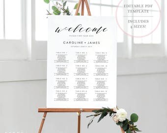 Wedding Seating Chart Template. Wedding Seating Chart. Wedding Seating Chart Poster. Wedding Seating Sign. Editable Seating Chart. (SH)