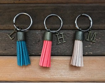 Tassel Keychain, Monogram Keychain with Tassel, Initial Keychain