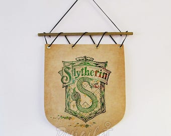 House Slytherin banner Harry Potter Hogwarts house watercolor Flag Wall Hanging Home decor Slytherin Watercolor Wall Decor Birthday gift