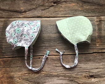 Baby Summer Bonnet, Baby hat, Baby Bonnet, Reversible Sun Bonnet, Sun Bonnet