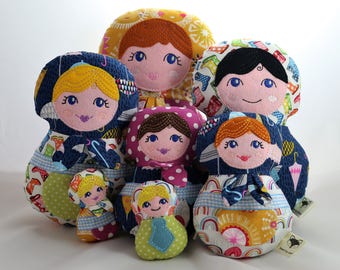 Russian doll, Babushka dolls, CE mark, fabric doll, cloth doll, rag doll, customise. personalise, family gift, girl's gift, teenage gift,
