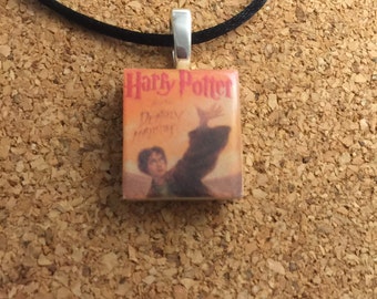 Harry Potter and the Deathly Hollows book cover Scrabble Tile Pendant