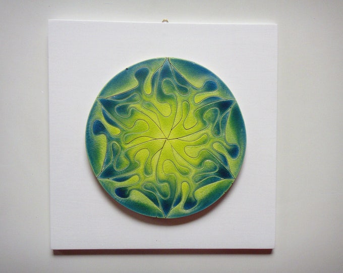 Beautiful Mandala Puzzle, Wooden, Handmade, Green Heart Chakra, With Frame, Ready to Hang