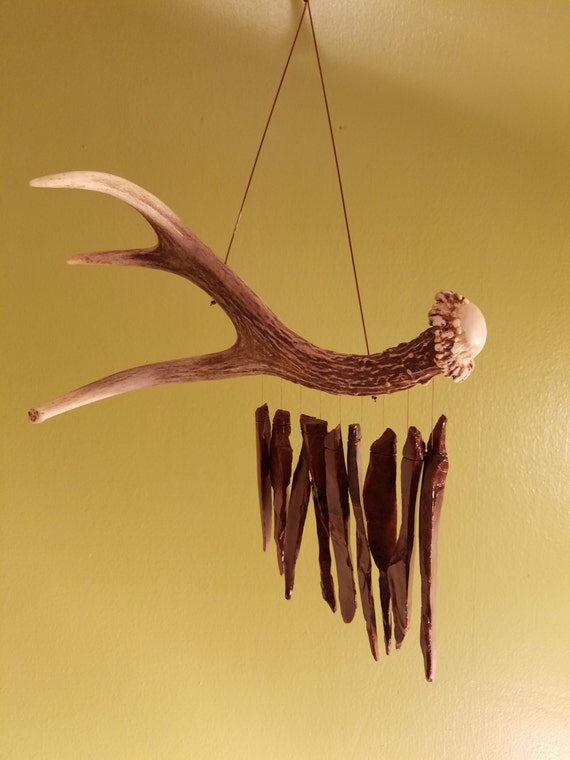 Volcanic Obsidian Wind Chime On Deer Antler By Obsidianwindchimes Volcanic Obsidian Wind Chime On Deer Antler