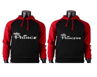 Prince Princess Hoodies King Queen Raglan Hoodies Couple Hoodies pärchen pullover Couple Sweatshirts Couple Hooded Gift For Couples