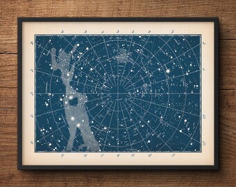 Star Map, Star Chart, Constellation print, Constellation map, Constellation poster, Star poster, Astronomy print, Nautical decor, Wall art