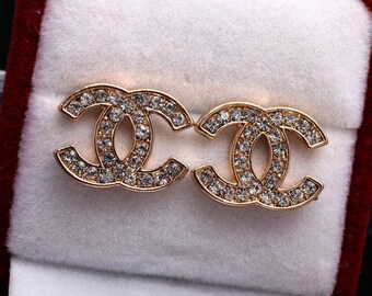 Rhinestone chanel earrings