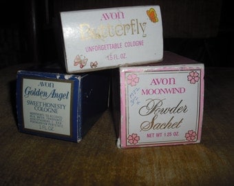 AVON VINTAGE cOLLECTABLE decanters and powder sachet