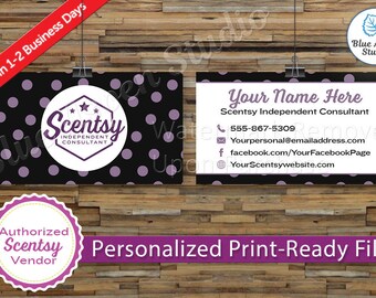 Scentsy Business Cards Authorized Scentsy Vendor Approved Printable Digital Printed Personalized Custom Card Stars Purple Black SCN-BC102