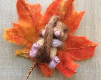 Dormouse on an autumn leaf. MADE TO ORDER