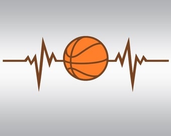 Heartbeat Basketball SVG Clipart Cut Files Silhouette Cameo Svg for Cricut and Vinyl File cutting Digital cuts file DXF Png Pdf Eps