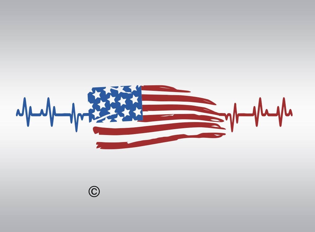 Download Heartbeat American flag usa SVG Clipart Cut Files Silhouette