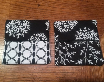 Black and White Wine Glass Covers/Coasters Set of 2